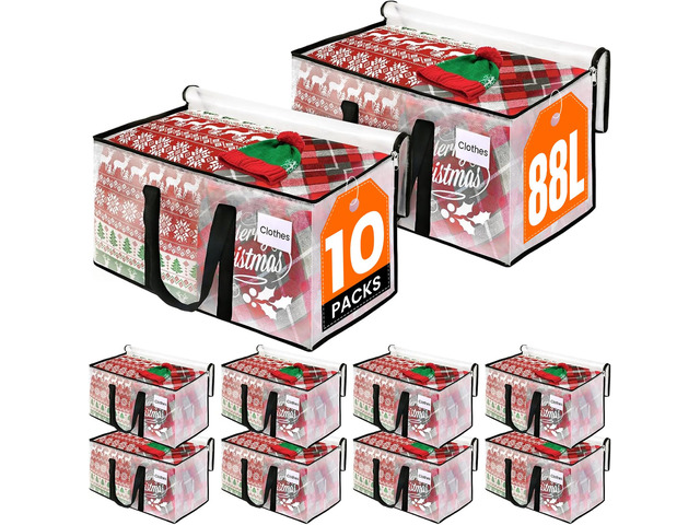 Clear Heavy Duty Extra Large Moving Bags, Reinforced Handle & Double Zipper, Storage Bags Alternative to Moving Box (10 Packs)