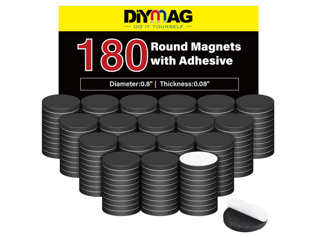 Magnets with Adhesive Backing, 180P Flexible Fridge Magnetic Dots 0.8 x 0.04 Classroom Must Have Round Magnetic Tape Flexible Sheets for Crafts...