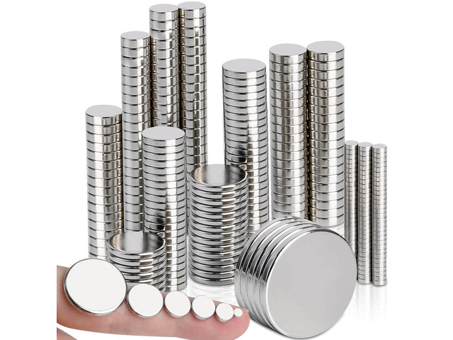 Neodymium Disc Magnets, 6 Different Size Round Rare Earth Magnets 198Pcs