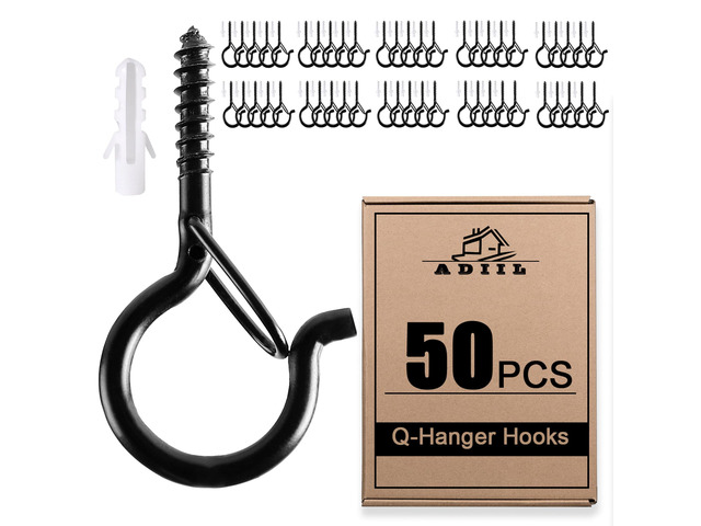 Q Hanger Ceiling Screw Hooks for Hanging Outdoor String Light, Plants 2.2 Inches Windproof Cup Eye Hooks with Safety Buckle for Hanging Basket...