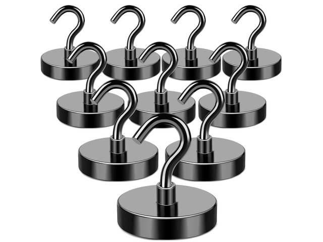 Black Magnetic Hooks Heavy Duty 170LB+ Strong Neodymium Magnets Magnetic Hooks with Epoxy Coating for Hanging, Magnets with Hook for Cruise Home...