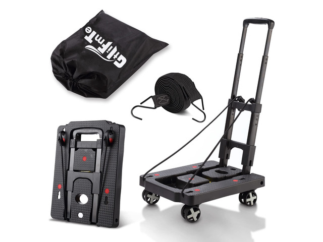 Foldable Hand Truck, Lightweight Luggage Cart for Airport Car Seat Compact Folding dolly with Rotating swivel wheel,storage size12×15.7×4.1',110lbs...