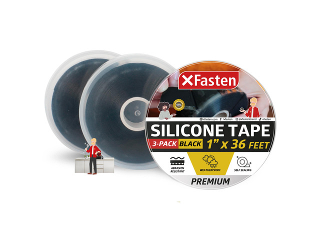 Self Fusing Silicone Tape Waterproof Black 1' x 36 Feet (3-Pack 108ft), Self Amalgamating Tape, Silicone Rubber for Plumbing, Sealing Pipes, Hose...