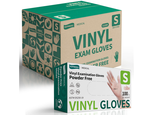Vinyl Medical Exam Gloves, Latex & Powder-Free Disposable, Clear VINYL+ Powder-Free Latex-Free Medical Grade Cooking Cleaning Food Prep Examination...