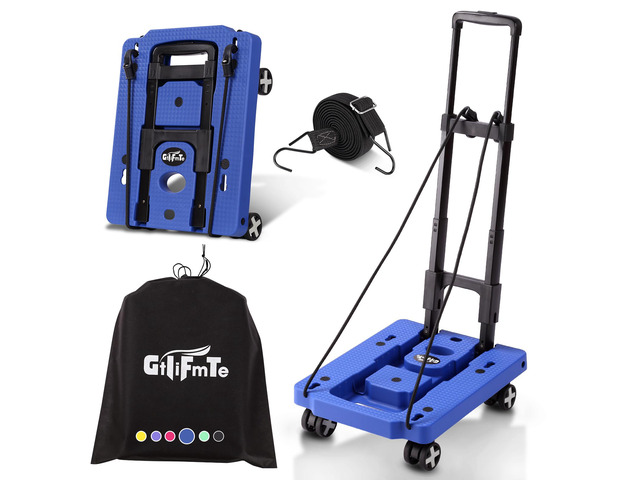 Foldable Hand Truck, Lightweight Luggage Cart for Airport Car Seat Compact Folding dolly with Rotating swivel wheel,storage size12×15.7×4.1',300lbs...
