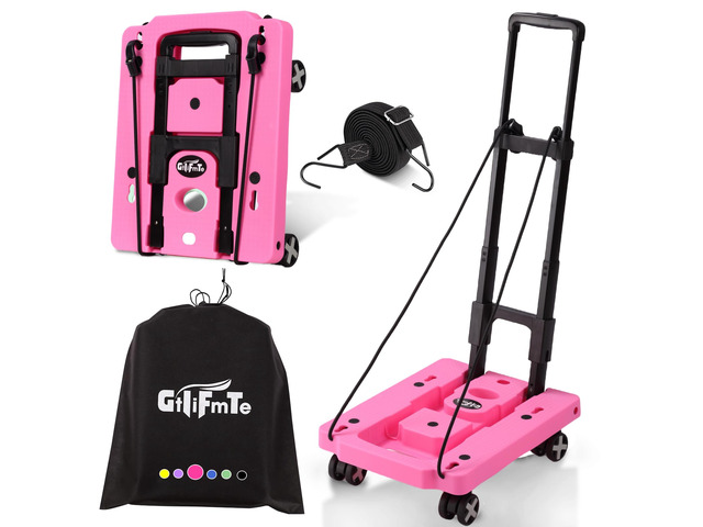 Foldable Hand Truck, Lightweight Luggage Cart for Airport Car Seat Compact Folding dolly with Rotating swivel wheel,storage size12Ã—15.7Ã—4.1',300lbs...