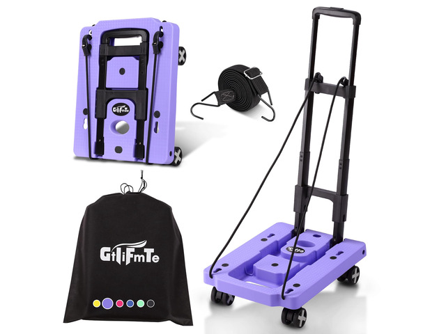 Foldable Hand Truck, Lightweight Luggage Cart for Airport Car Seat Compact Folding dolly with Rotating swivel wheel,storage size12×15.7×4.1',300lbs...
