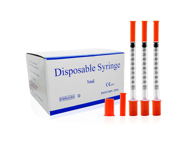 U-100 1cc 30g 5/16 In (8mm) Syringe with Needle, Individually Wrapped, Pack of 100