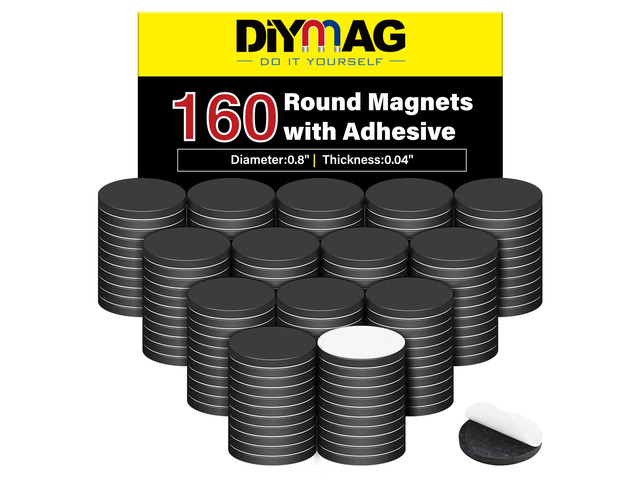 Magnets with Adhesive Backing, 160P Flexible Fridge Magnetic Dots 0.8 x 0.04 Classroom Must Have Round Magnetic Tape Flexible Sheets for Crafts...