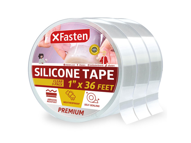Self Fusing Silicone Tape Waterproof Clear 1' x 36 Feet (3-Pack 108ft), Self Amalgamating Tape, Silicone Rubber for Plumbing, Sealing Pipes, Hose...