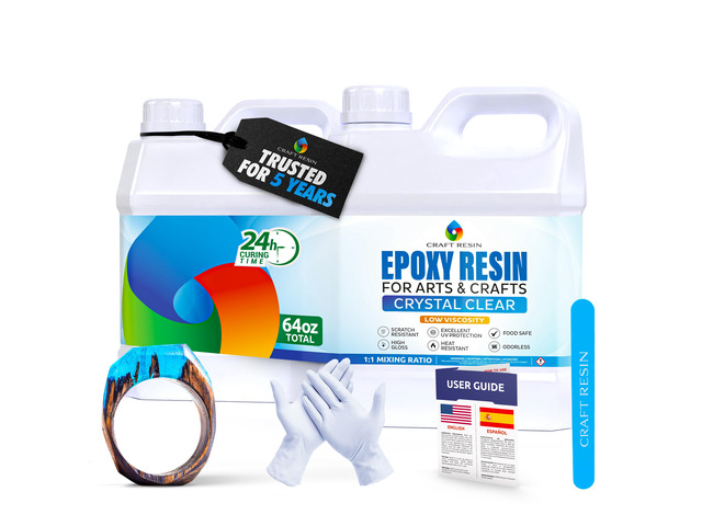 Crystal Clear Epoxy Resin Kit - Food Safe, UV Resistant - 64 Oz Low Viscosity, Self Leveling Casting Resin Epoxy for DIY Art, Wood, Jewelry Making,...