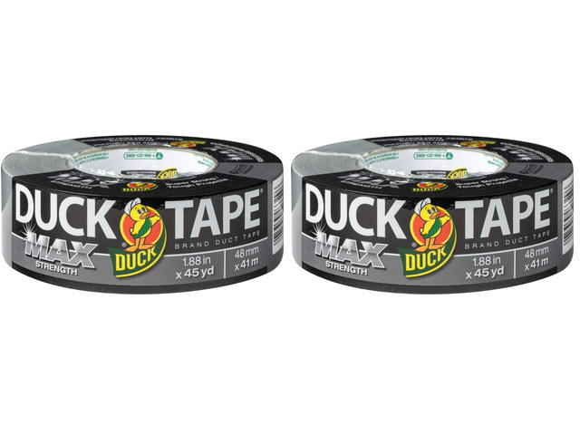Brand Max Strength Duct Tape - 2 Rolls - Heavy Duty Hold - 1.88 Inch x 45 Yards Each - Silver (240201)
