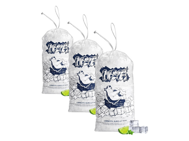 Ice Bags 5lb with Drawstring,150 Pack Plastic Ice Bags for Ice Storage