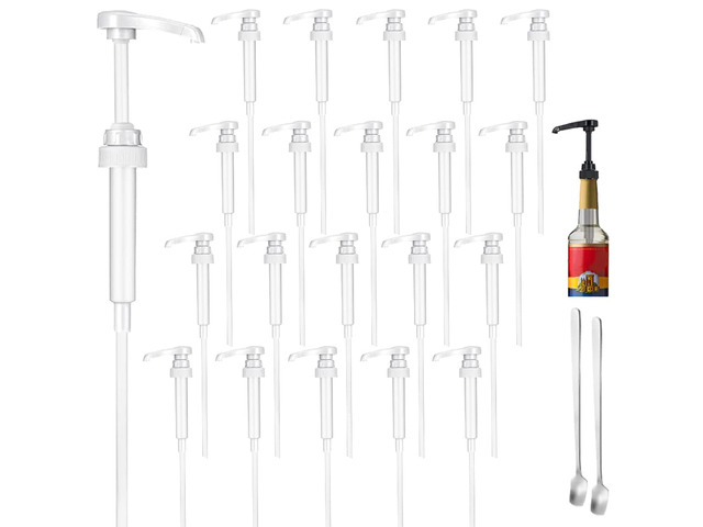 20 Pcs White Coffee Syrup Pump Compatible with 25.4Oz/750ml Bottles Syrup Dispenser Pumps, Great for Home & Coffee Bar, Drinking Mixes, Tea,...
