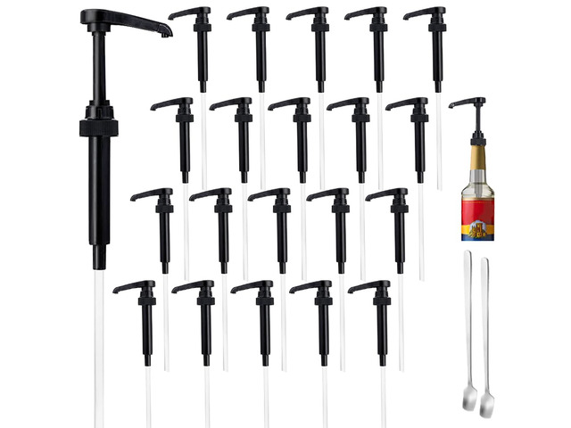 20 Pcs Black Coffee Syrup Pump Compatible with 25.4Oz/750ml Bottles Syrup Dispenser Pumps, Great for Home & Coffee Bar, Drinking Mixes, Tea,...