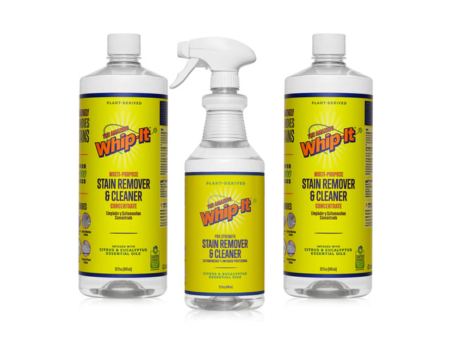 Whip-It Stain Remover and Concentrate Kit, 2-32oz Concentrates & 1-32 OZ Pro Spray Stain Remover, Makes 64 Bottles, Removes Coffee, Wine, Baby...