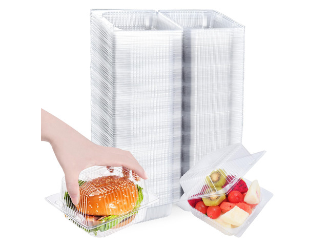 300 Pcs Heavy Duty Plastic Clear Clamshell Food Containers with Lids Disposable Hinged Individual Cake Slice Containers, To Go Food Containers for...