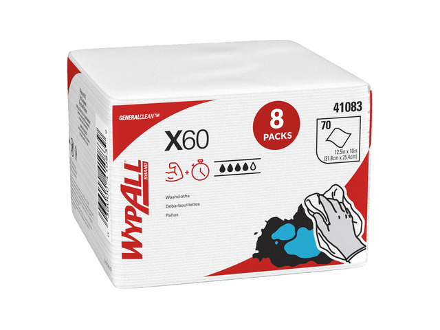 GeneralClean X60 Multi-Task Cleaning Cloths, 8 x 70 Towels (41083) Quarterfold, White Towels, Strong & Light-Weight for General Cleaning Tasks