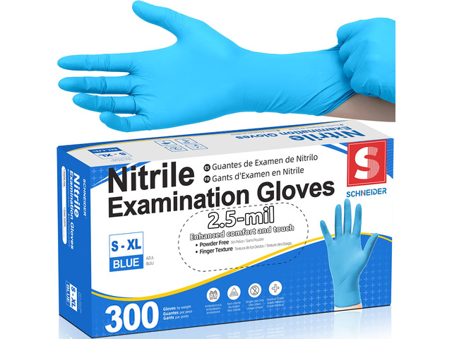 Medical Exam Glove, Gloves Disposable Latex Free, Powder Free 2.5-Mil, Blue Nitrile Gloves, Food Safe Gloves, Cooking Gloves, Cleaning Gloves