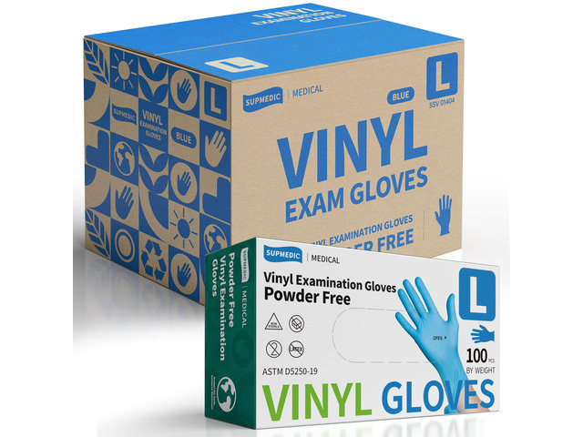 Vinyl Medical Exam Gloves, Latex & Powder-Free Disposable, Blue VINYL+ Powder-Free Latex-Free Medical Grade Cooking Cleaning Food Prep Examination...