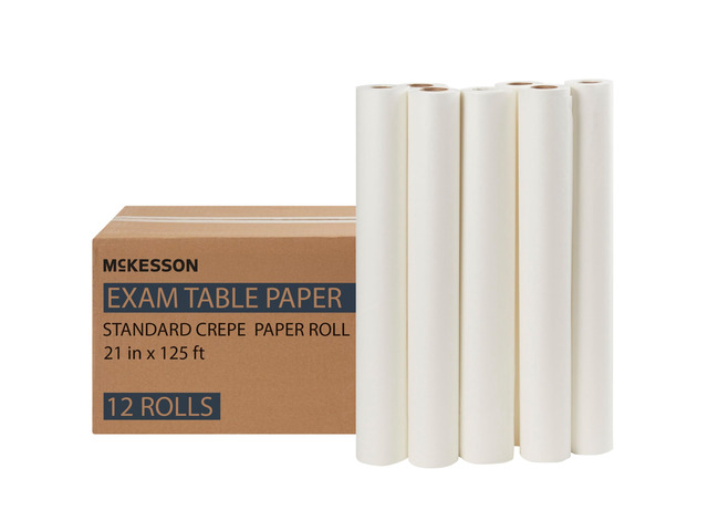 Medical Exam Table Paper Rolls, Crepe, 21 in x 125 ft, 12 Rolls Diaper Changing, Nursing, Chiropractor, Patternmaking, Tracing