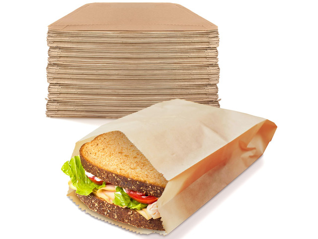Kraft Brown Sandwich Bags (800 Pack) - Microwavable Unbleached Natural Kraft Paper Bags - Food Grade Grease Resistant Bags for Pastries, Cookies,...