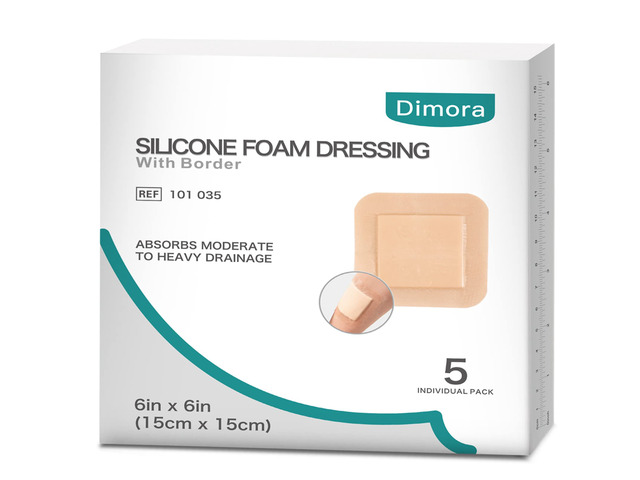 Silicone Foam Dressing 6x6 Bedsore Patches (5Packs) Megasorb 5-Layer Adhesive Gentle Border Waterproof Silicone Bandage Pressure Sore Pads for...