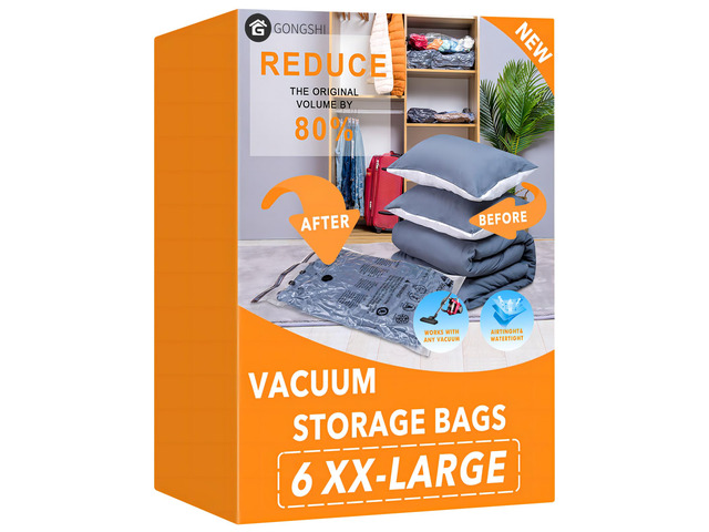 Vacuum Storage Bags, Space Saver Seal Bags For Clothing, Travel Luggage,Blankets, Comforters, Pillows, Clothes Storage.6 XX Large