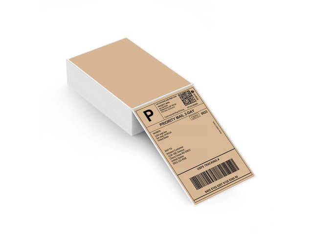 4'x6' Brown Direct Thermal Printer Labels, 220 Sheets/Stack 4'x6' Fanfold Shipping Labels, No BPA and BPS, Print Clear and Sharp, Strong Adhesive,...
