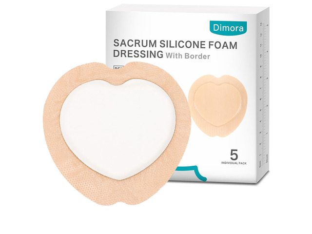 Sacrum Foam Dressing Silicone Adhesive Border 7' x 7' (5 Packs) 5-Layer Megasorb Silicone Foam Dressing Waterproof breathable Gentle border, Sacral...