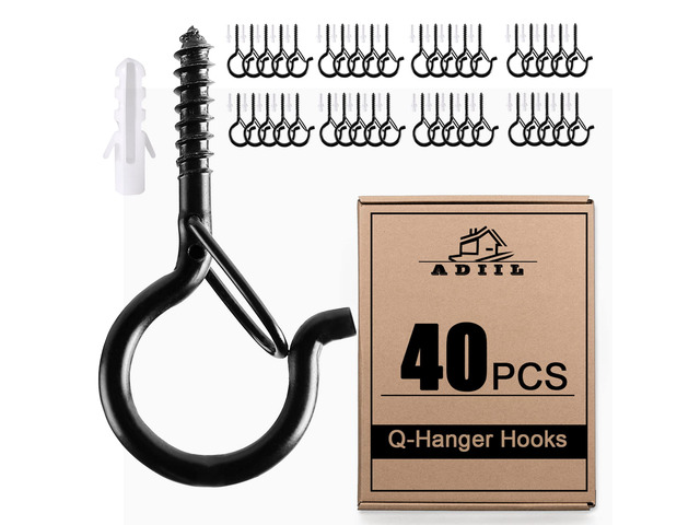 Q Hanger Ceiling Screw Hooks for Hanging Outdoor String Light, Plants 2.2 Inches Windproof Cup Eye Hooks with Safety Buckle for Hanging Basket...