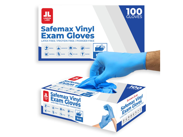 Synthetic Vinyl Exam Gloves Powder-Free, Latex-Free, Disposable, Ultra-strong, Food Safe, Healthcare, Cleaning