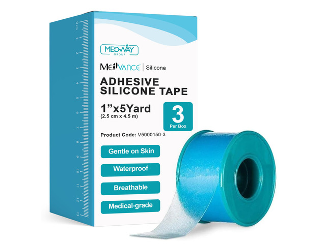 Silicone Adhesive Medical Tape, Scar Sheet,1' x5' (3 Pack) Medical Grade & Waterproof - Mouth Tape For Sleeping - Eyelash, Cpap Tape & Wound Care...