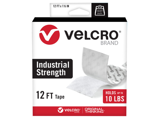 Heavy Duty Tape, White, 1-1/2in x 12ft Roll, Holds 10 lbs Industrial Strength Adhesive Sticky Back Fastener For Indoor And Outdoor Use, Mounting...