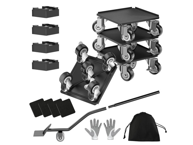 Furniture Dolly, 2000LBS Furniture Movers with Wheels 5-Wheel Carbon Steel Dolly with Lifter, 360°Swivel Locking Casters for Sofa, Refrigerator,...