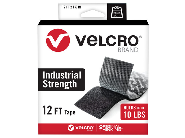 Heavy Duty Tape, Black, 1-1/2in x 12ft Roll, Holds 10 lbs Industrial Strength Adhesive Sticky Back Fastener For Indoor And Outdoor Use, Mounting...