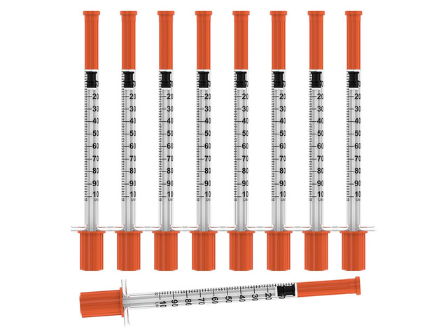 U-100 Disposable Syringes with Needle,1ml/cc,30G 5/16' (8mm), Individually Wrapped 100 Pack Lab Supplies
