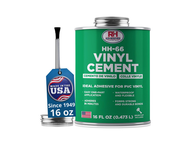 HH-66 Vinyl Cement 16 oz - Waterproof PVC & Vinyl Glue for Pools, Tarps Flexible waterproof bond, dries clear, for vinyl, PVC and canvas, pool...