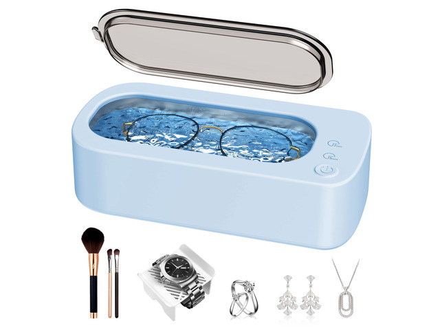Ultrasonic Jewelry Cleaner Machine: 48kHz 5Min Shine,7Min DeepClean 350ML Ultra Sonic Cleaner for Jewelry,Ring,Eyeglass,Watch Band,Retainer,2 Clean...