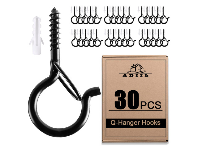 Q Hanger Ceiling Screw Hooks for Hanging Outdoor String Light, Plants 2.2 Inches Windproof Cup Eye Hooks with Safety Buckle for Hanging Basket...