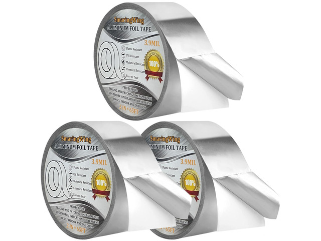 3PCS Aluminum Foil Duct Tapes Heavy Duty, Silver Metal Tape, Preminum Insulation Adhesive HVAC Tape (3.9mil,2'x65FT) High Temperature for Ductwork,...