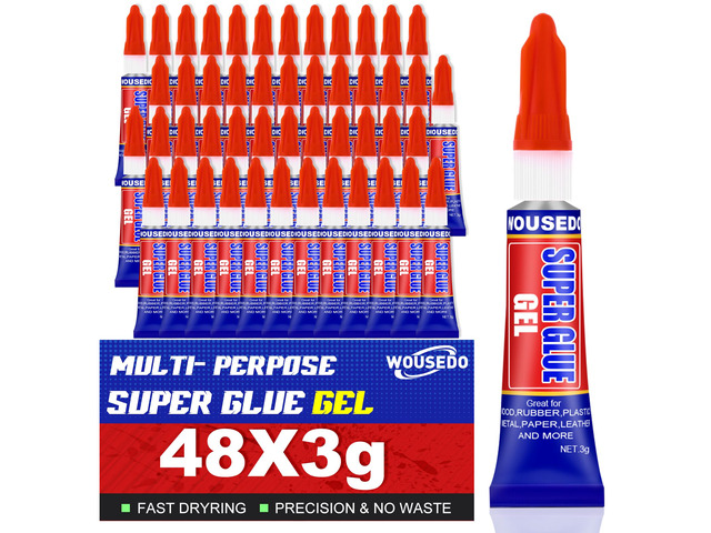 48 x 3g Super Glue Gel, Quick Dry, Thick Formula, All-Purpose Instant Bond Fast Strong Adhesive, Strong Cyanoacrylate (CA) Glue for Plastic, Metal,...