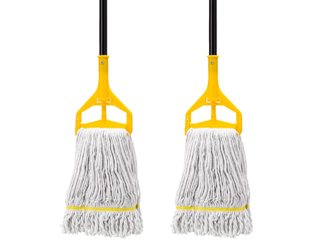 2 Pack Commercial Mop Heavy Duty,Industrial String Cotton Wet Mops 60 inch Long Handle,Looped-End Mop Head,for Home,Garage,Kitchen, Office,...