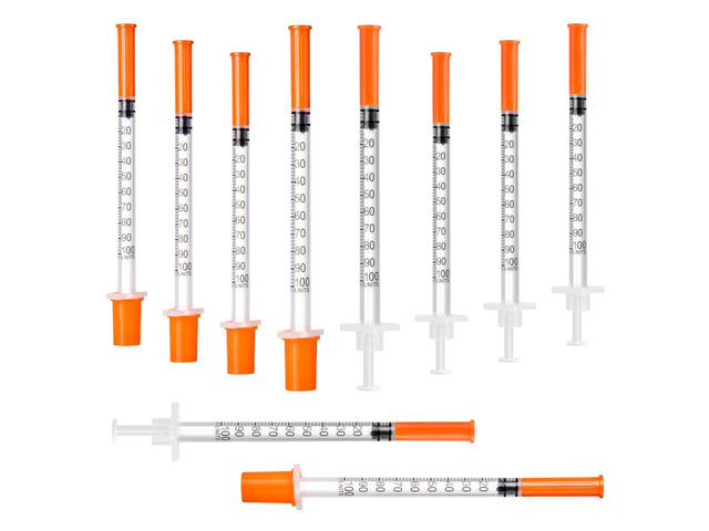 U-100 1ml 31G 5/16'Syringes, Individually Packed, 100 Pack for Lab Supplies