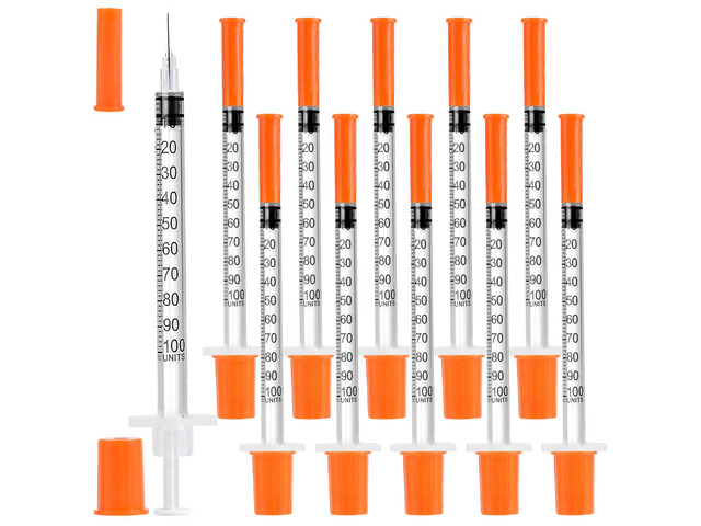 100 PACK U-100 Syringes 30G 5/16' (8mm) 1ml/cc, Disposable Syringe U-100 Syringes 30G 5/16' (8mm) 1ml/cc, Disposable Syringe