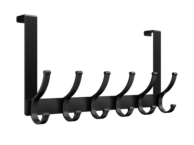Over The Door Hooks, Door Hanger Hooks for Hanging, Over The Door Towel Racks for Bathroom, Coat Rack Door Towel Hanger Towel Hooks (1Pack, Black)