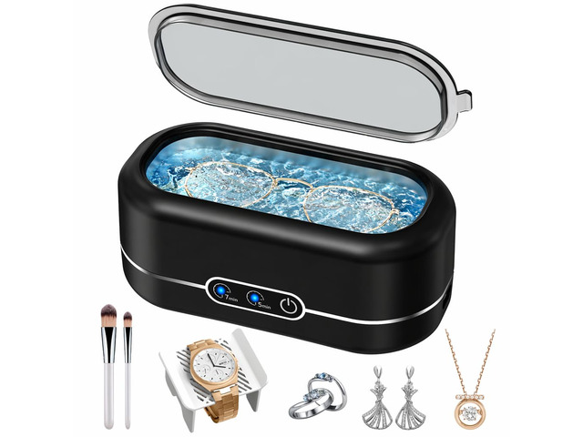 Ultrasonic Jewelry Cleaner, 48KHz Jewelry Ultrasonic Cleaner Machine for All Jewelry, Glasses, Rings, Retainers, Watch Strap, Dentures, 304...
