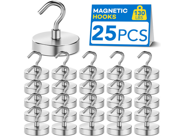 Magnetic Hooks for Cruise Cabins 130LBS Heavy Duty Magnet Hook 25P Strong Magnets Door Metal Ship Walls Essentials 2026 Classroom Refrigerator...