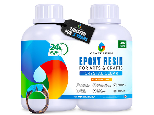 Crystal Clear Epoxy Resin Kit - Food Safe, UV Resistant - 34 Oz Low Viscosity, Self Leveling Casting Resin Epoxy for DIY Art, Wood, Jewelry Making,...