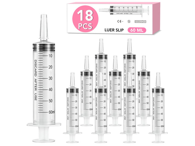 18 PCS 60ml Oral Syringe With Cap, Plastic Syringes without Needle for Medicine Dropper, Feeding Pets, Liquid Measuring, Handicrafts, Individually...